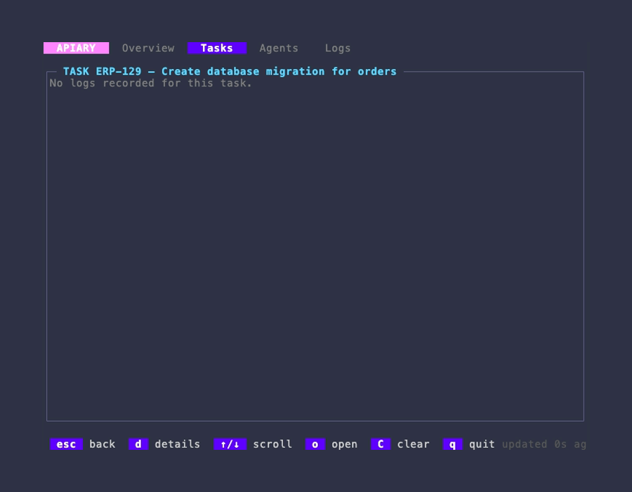 Task logs view